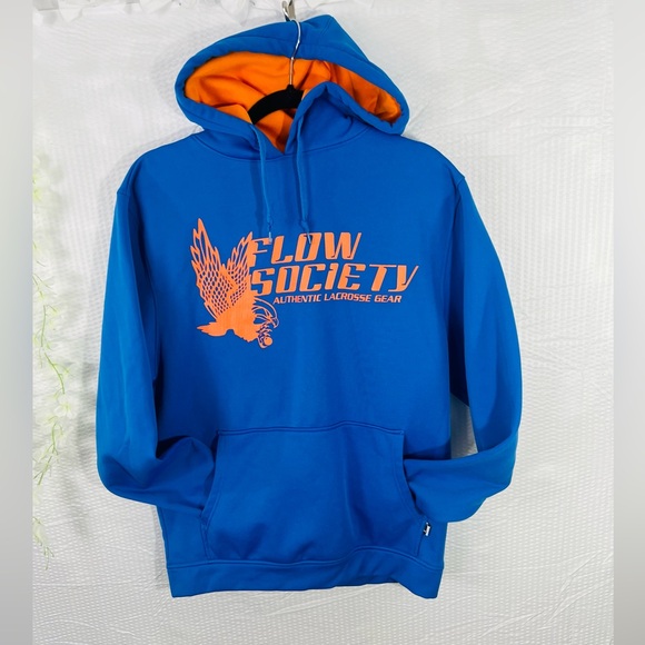 Flow Society Hoodie Authentic Lacrosse Gear Sweatshirt-medium blue and orange - Picture 12 of 12